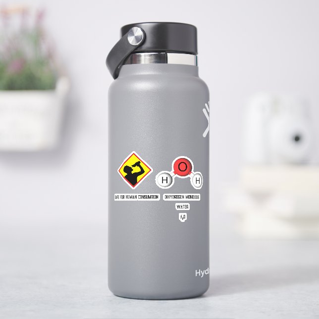 Sticker Chimie amusante Dihydrogène Monoxyde (H2O) (HydroFlask)