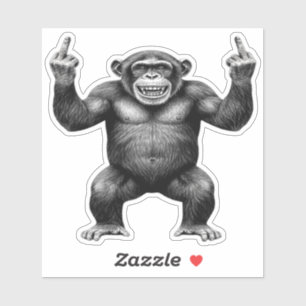 Sticker Chimpanzé du double doigt du milieu