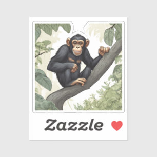 Sticker Chimpanzé mignon sur la branche accueille