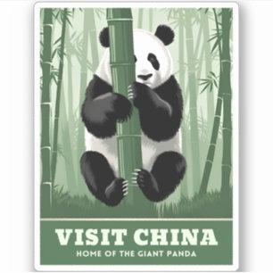 Sticker Chine Vintage voyage Panda Wildlife Nature Retro