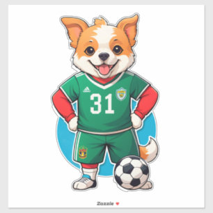 Sticker Chiot de dessin animé mignon joueur de football