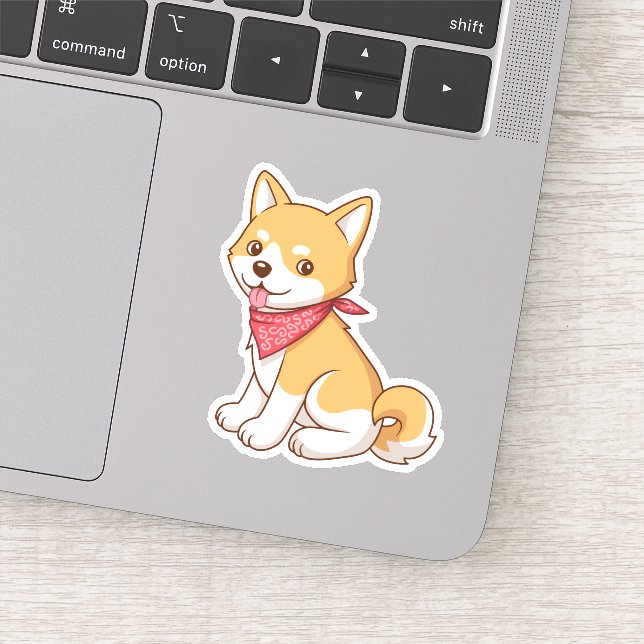 Sticker Chiot Mignon Chien Shiba Inu (Détail)