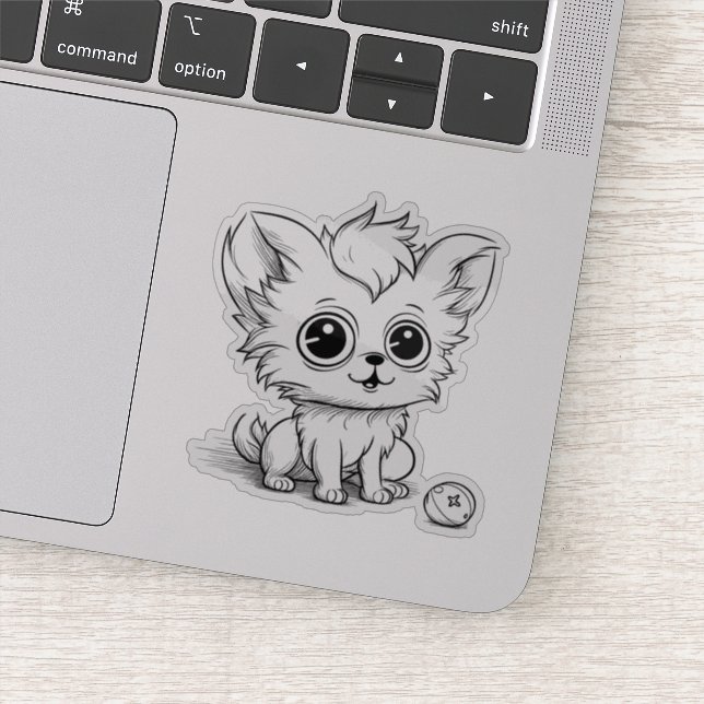 Sticker Chiot mignon jouant avec un ballon (Détail)