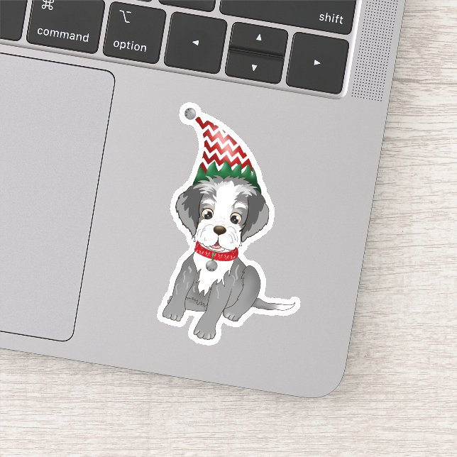 Sticker Chiot Miniature Schnauzer Festif (Détail)