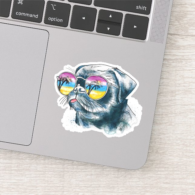 Sticker Chiot Tropical Aquarelle (Détail)