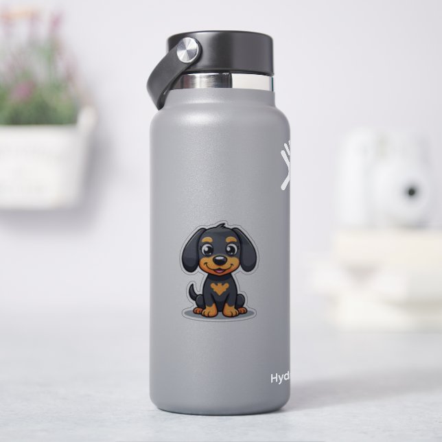 Sticker Chiots teckel Kawaii – Pose assise (HydroFlask)