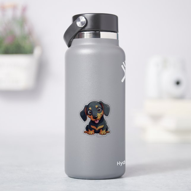Sticker Chiots teckel Kawaii Romantique – Design Pastel (HydroFlask)