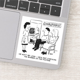 Sticker Chiropodiste vérifiant ses actions en ligne