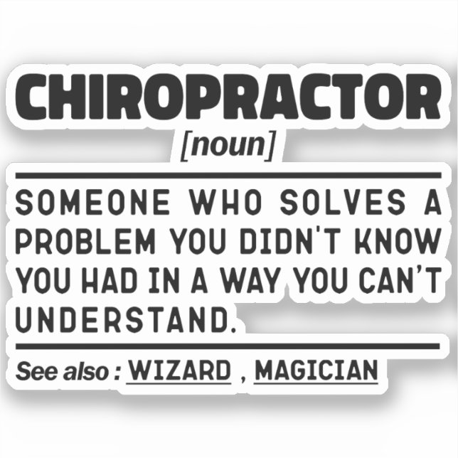 Sticker Chiropractor Noun Physiothérapie Cool d'appréciati (Recto)