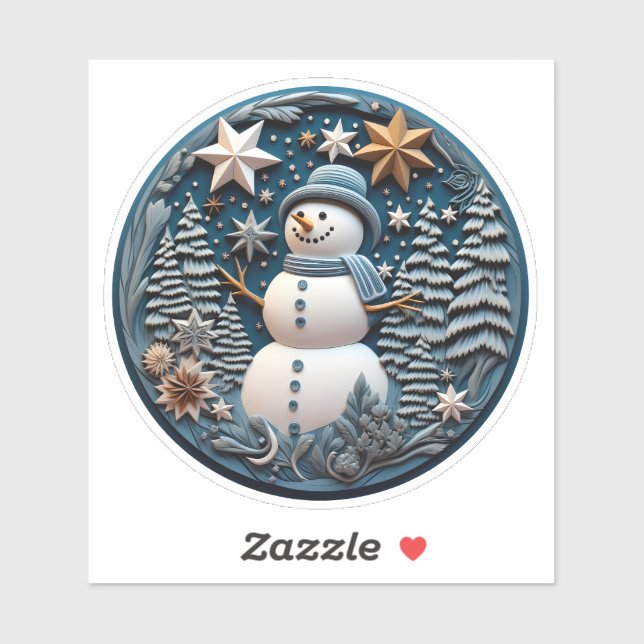 Sticker Chirstmas Snowman 3D (Feuille)