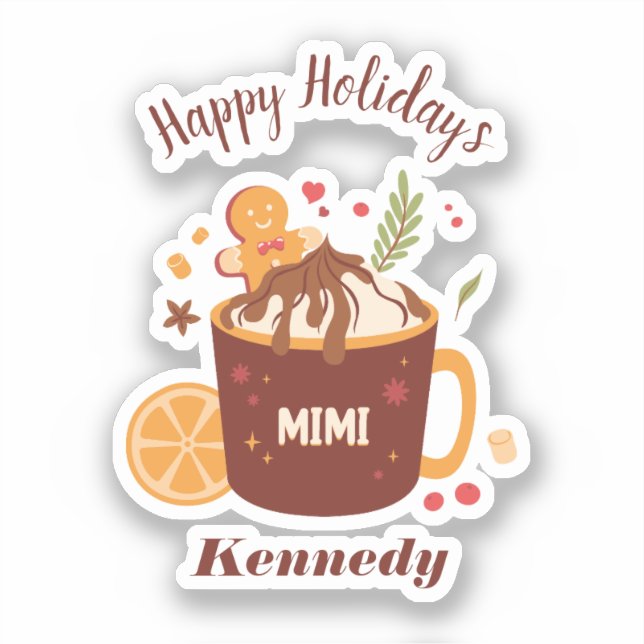 Sticker Chocolat chaud mignon avec pain d'épices (Recto)