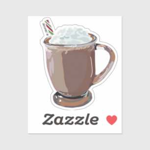 Sticker Chocolat chaud réaliste dans un verre