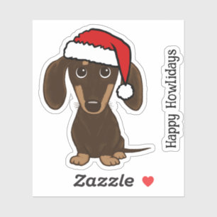 Sticker Chocolat Dachshund Père Noël mignonne chien Noël