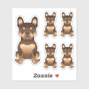Sticker Chocolat Et Tan French Bulldog Mignonne Chien Cari