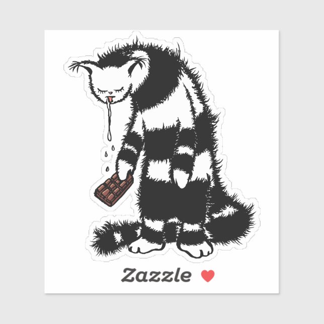 Sticker Chocolat Lover Chat amusant (Feuille)