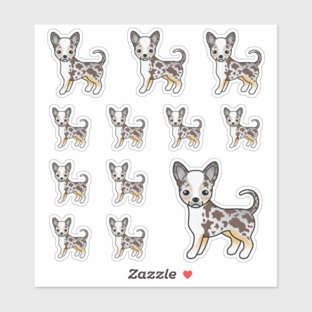 Sticker Chocolat Merle Smooth Coat Chihuahua Cute Dogs (Feuille)