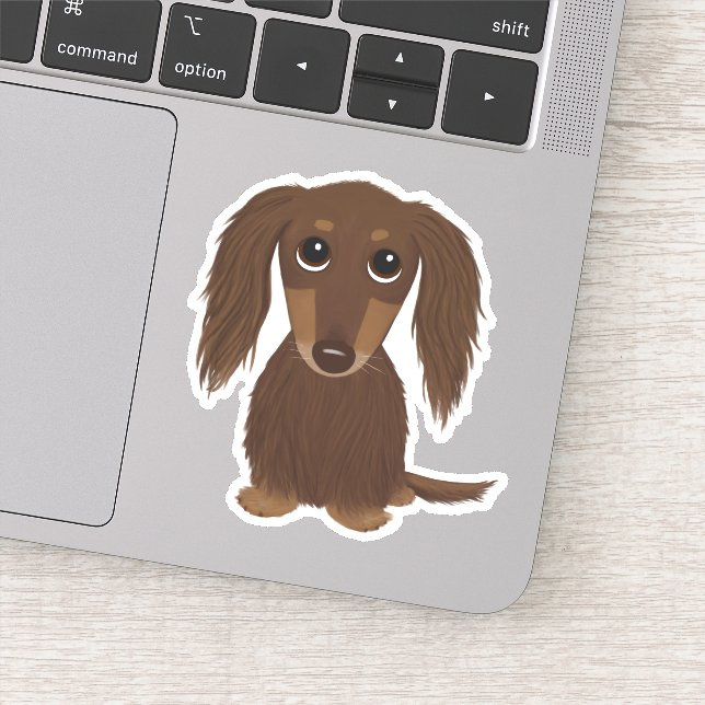 Sticker Chocolat mignon et long Dachshund Dessin (Détail)