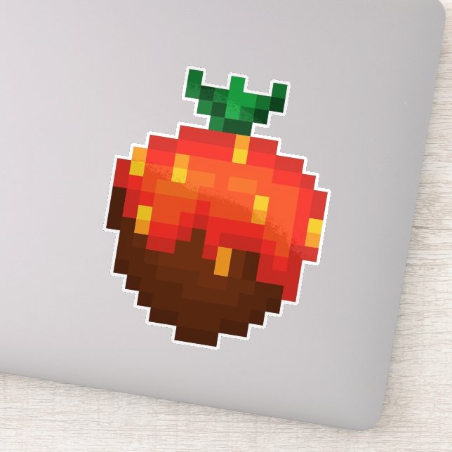 Sticker Chocolat recouvert de fraise pixel (Détail)