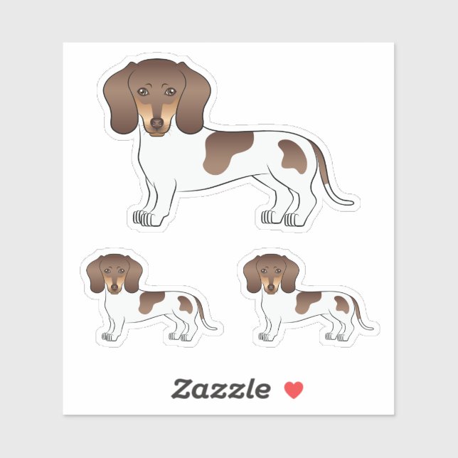 Sticker Chocolat & Tan Pied Cheveux Courte Dachshund Chien (Feuille)