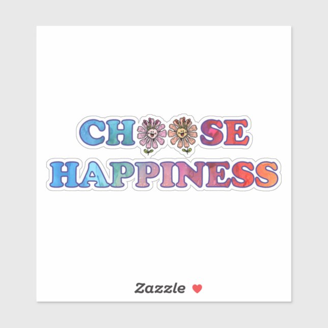 Sticker Choisissez le bonheur Rainbow (Feuille)
