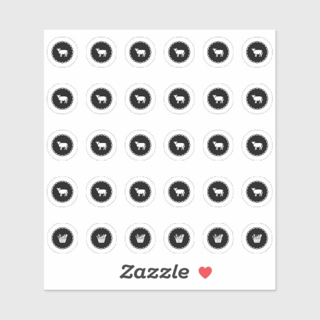 Sticker Choix de repas de mariage bœuf noir et végétarien (Feuille)