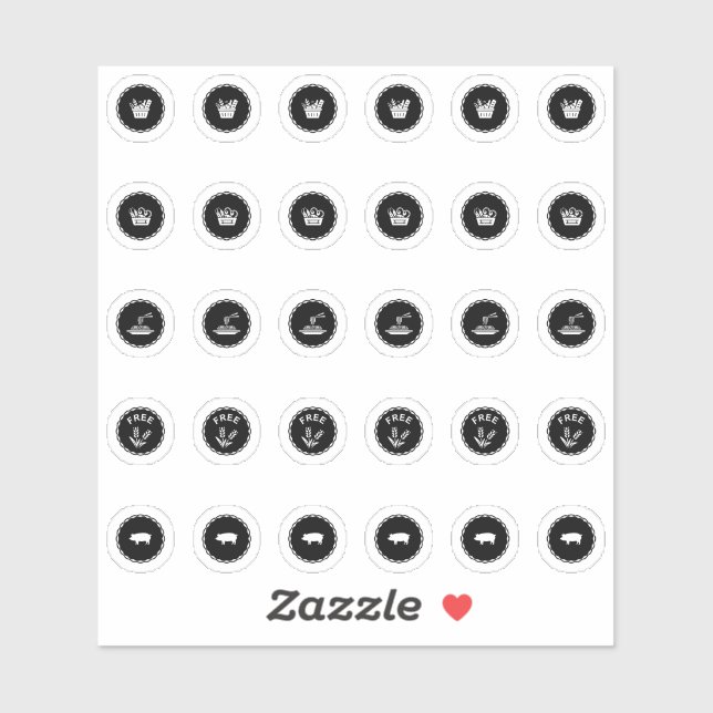 Sticker Choix de repas des invités de mariage noir TM26 (Feuille)