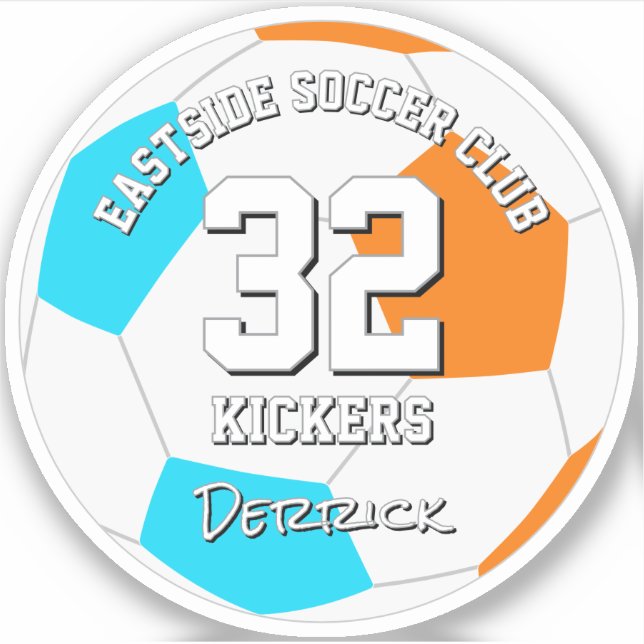 Sticker choose ANY team colors athlete name soccer player (Devant)