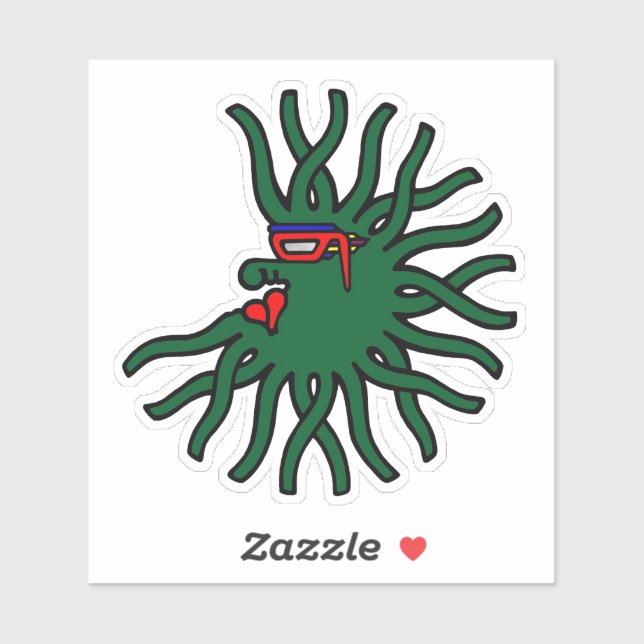 Sticker Chose verte flottante ronde (Feuille)