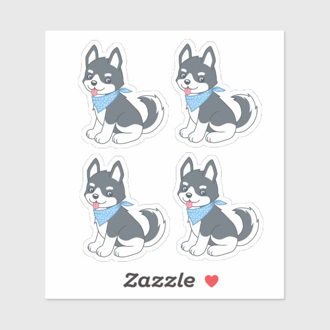 Sticker Chou Husky Chien Chien 4 (Feuille)