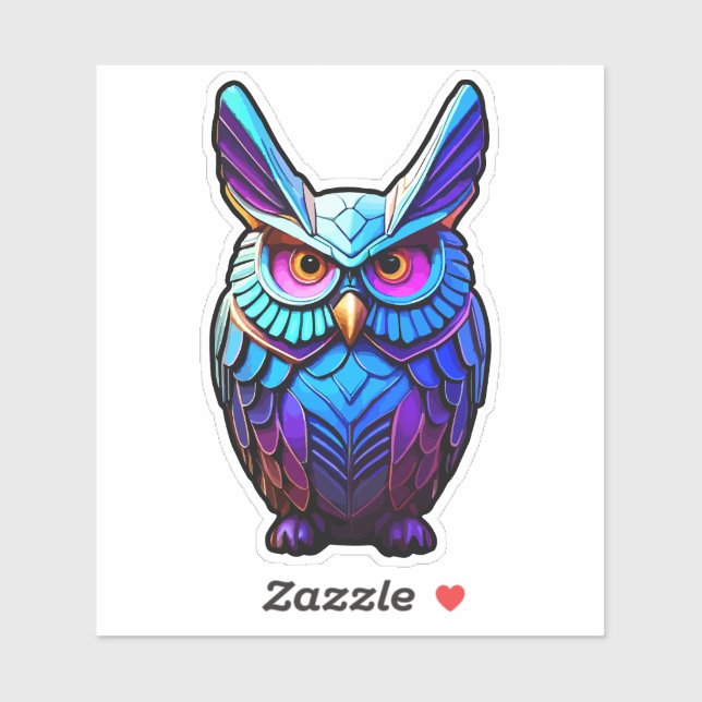 Sticker Chouette à cyber colorée (Feuille)