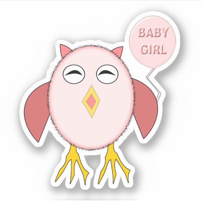 Sticker Chouette Bébée Rose Cute En Forme De Chouette (Devant)