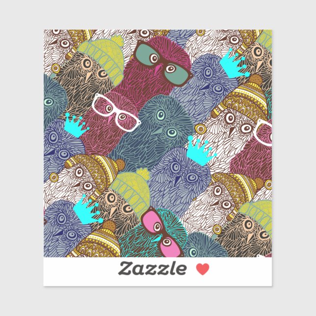 Sticker Chouette dans la couronne (Feuille)