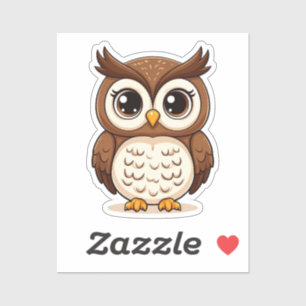 Sticker Chouette de dessin animé mignonne avec de grands y