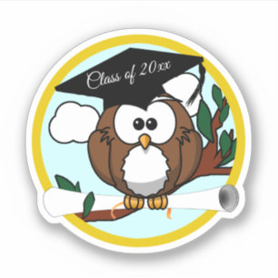 Sticker Chouette de diplôme avec chevalet de diplôme