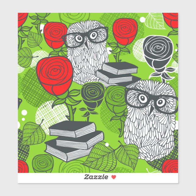 Sticker Chouette en roses rouges (Feuille)