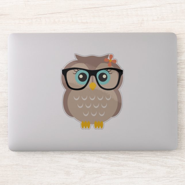 Sticker Chouette fille Hipster mignonne (Ordinateur)