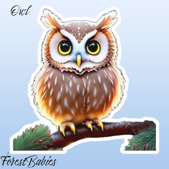 Sticker Chouette 🦉 mignonne Whimsical Wildlife Bird, Natu (Owl ForestBabies Sticker)