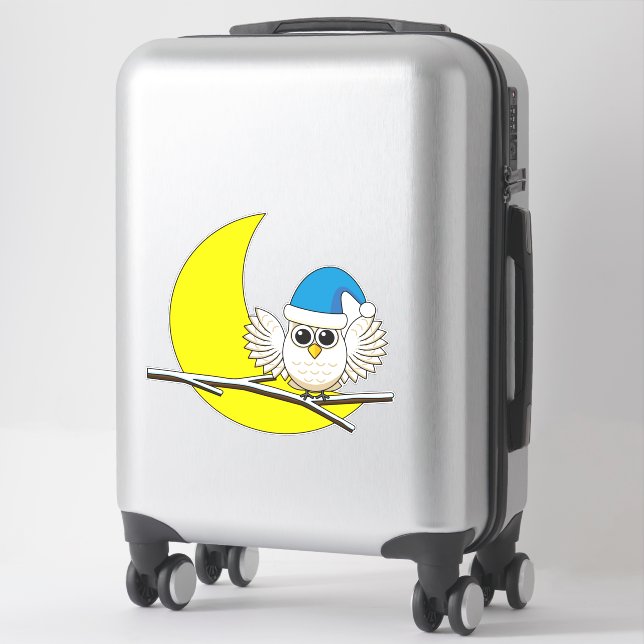 Sticker Chouette neigeuse dans une nouvelle nuit d'hiver s (Sur valise)