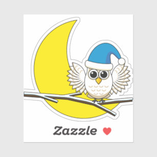 Sticker Chouette neigeuse dans une nouvelle nuit d'hiver s