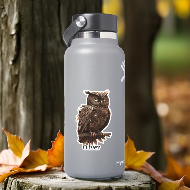 Sticker Chouette Steampunk Avec Votre Nom (Créateur téléchargé)