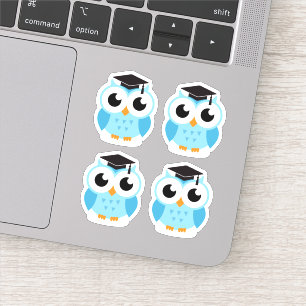 Sticker Chouettes de graduation mignonnes avec casquette/c