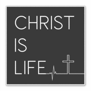 Sticker Christ est la vie Heartbeat Line et Cross