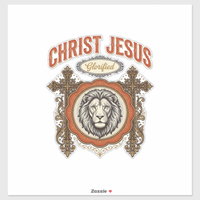 Sticker Christ Jésus Lion Vintage Foi (Feuille)