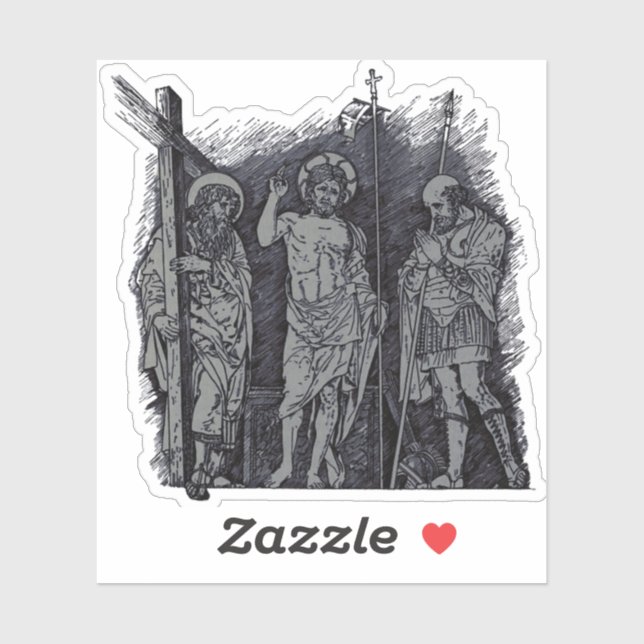 Sticker Christ ressuscité entre les saints André et Longin (Feuille)