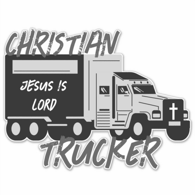 Sticker Christian Trucker Jésus est Lord Grunge Cross Deca (Devant)