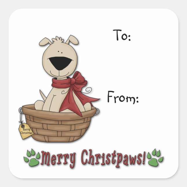 Sticker - Christmas Chien Pooch Tags cadeaux (Devant)
