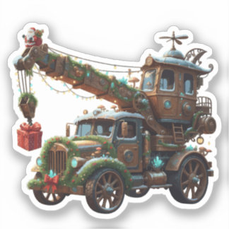 Sticker Christmas Crane Truck