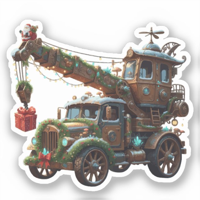 Sticker Christmas Crane Truck (Recto)