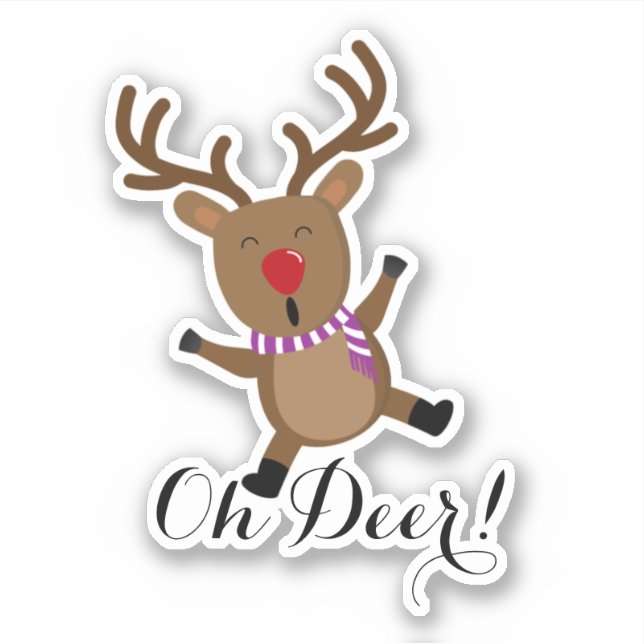 Sticker Christmas Cute Reindeer ID854 (Devant)