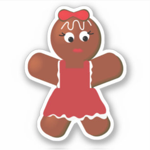 Sticker Christmas Gingerbread Cute Girl Cookie Vinyl